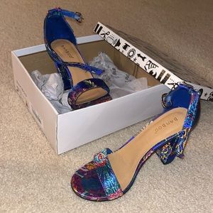 Royal blue pattern heels